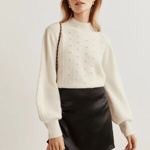 Reformation Cream Sinclair Wool Sweater